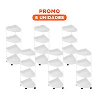 Pack6 Estanteria Angular De 4 Niveles con Ruedas Blanco Practico para Espacios Y+Papel Regalo